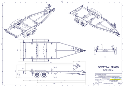 Vlemmix Boottrailer tot 2.920 kilogram en 10 meter — 1350 / 6,3 meter - Marinaut 