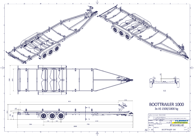 Vlemmix Boottrailer tot 2.920 kilogram en 10 meter — 1350 / 6,3 meter - Marinaut 